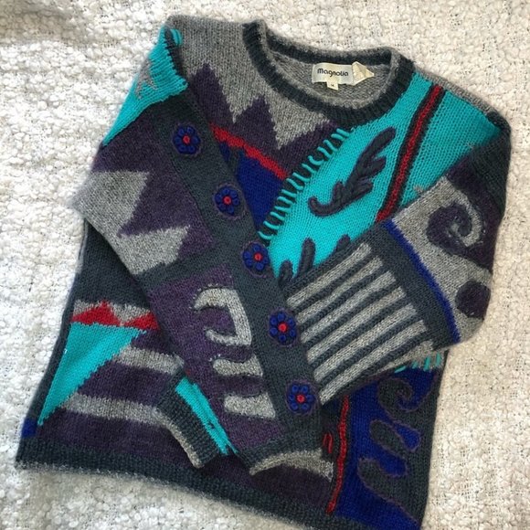 Vintage Wool Blend Printed Crewneck Sweater medium - Picture 5 of 5